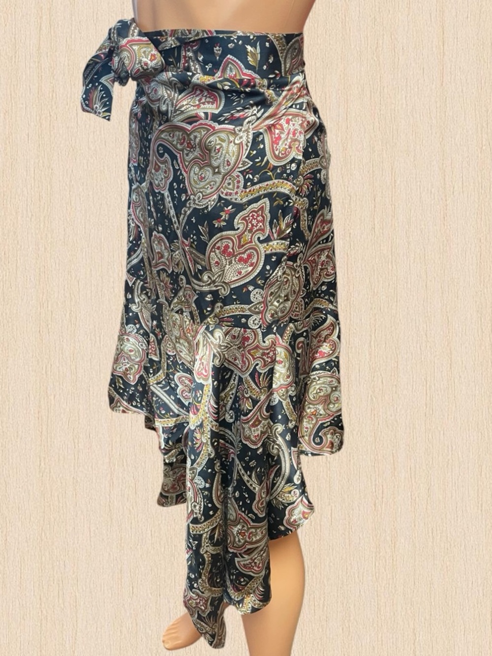 NWT The Kooples Paisley Asymmetrical Tanger Wrap Skirt Sz. 2 - Picture 2 of 9